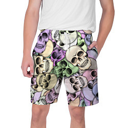 Шорты на шнурке мужские Разноцветные черепа паттерн, цвет: 3D-принт