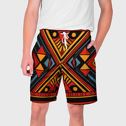 Шорты на шнурке мужские Геометрический узор в африканском стиле, цвет: 3D-принт