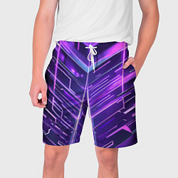 Мужские шорты Фиолетовые неон полосы киберпанк
