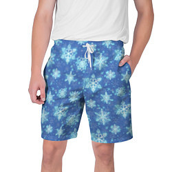 Шорты на шнурке мужские Pattern with bright snowflakes, цвет: 3D-принт