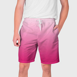 Шорты на шнурке мужские Бело-розовый градиент, цвет: 3D-принт