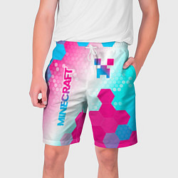 Мужские шорты Minecraft neon gradient style вертикально