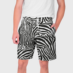 Шорты на шнурке мужские Шкура зебры черно - белая графика, цвет: 3D-принт