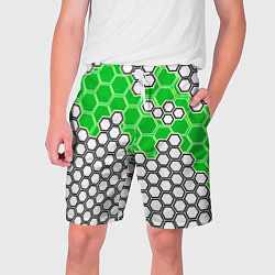 Мужские шорты Зелёная энерго-броня из шестиугольников