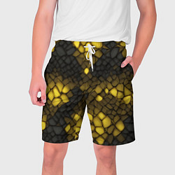 Шорты на шнурке мужские Жёлтый трескающийся камень, цвет: 3D-принт