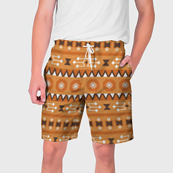 Шорты на шнурке мужские Brown tribal geometric, цвет: 3D-принт