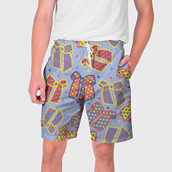 Шорты на шнурке мужские Узор с яркими разноцветными бантами в горошек, цвет: 3D-принт
