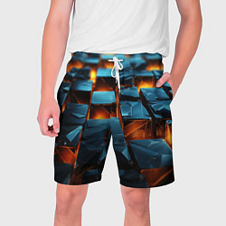 Шорты на шнурке мужские Темные плитки в лаве, цвет: 3D-принт