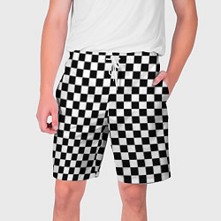 Шорты на шнурке мужские Шахматное поле чёрно-белый, цвет: 3D-принт