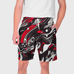 Шорты на шнурке мужские Красно-белые волны, цвет: 3D-принт