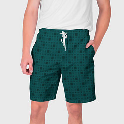 Шорты на шнурке мужские Зелёный квадраты паттерн, цвет: 3D-принт
