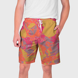 Шорты на шнурке мужские Цветной яркий камуфляж, цвет: 3D-принт