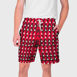 Шорты на шнурке мужские Белые треугольники на красном фоне, цвет: 3D-принт