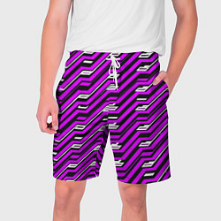 Мужские шорты Киберпанк узор фиолетовый и чёрный