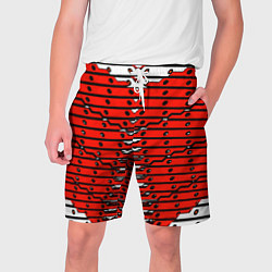 Шорты на шнурке мужские Красно-белая техно броня, цвет: 3D-принт