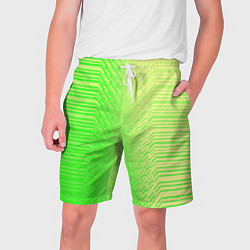 Шорты на шнурке мужские Зелёные градиентные линии, цвет: 3D-принт