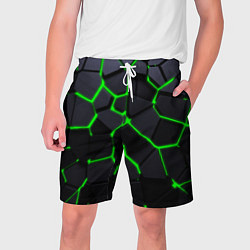 Шорты на шнурке мужские Зеленые плиты киберпанк, цвет: 3D-принт