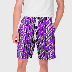 Шорты на шнурке мужские Фиолетовая техно броня, цвет: 3D-принт