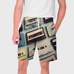 Шорты на шнурке мужские Ретро аудио кассеты, цвет: 3D-принт