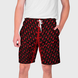 Шорты на шнурке мужские Красные киберпанк ячейки на белом фоне, цвет: 3D-принт