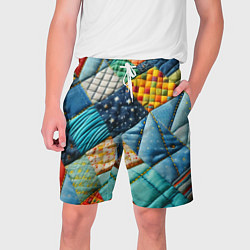 Шорты на шнурке мужские Лоскутное одеяло - пэчворк, цвет: 3D-принт