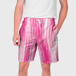 Шорты на шнурке мужские Бело-розовый полосатый, цвет: 3D-принт