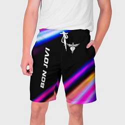 Шорты на шнурке мужские Bon Jovi neon rock lights, цвет: 3D-принт