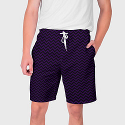 Шорты на шнурке мужские Чёрно-фиолетовый ломаные полосы, цвет: 3D-принт