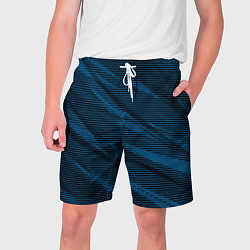 Шорты на шнурке мужские Полосатый чёрно-синий, цвет: 3D-принт