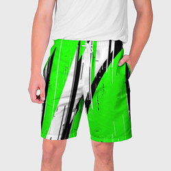 Мужские шорты Black and white vertical stripes on a green backgr