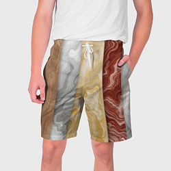 Шорты на шнурке мужские Мрамор и дерево, цвет: 3D-принт