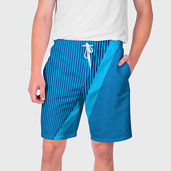 Шорты на шнурке мужские Сине-голубой с широкой полосой, цвет: 3D-принт
