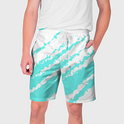 Шорты на шнурке мужские The color is light blue and white, цвет: 3D-принт