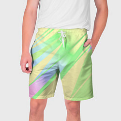Шорты на шнурке мужские Жёлто-зелёный полосатый, цвет: 3D-принт