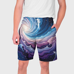 Шорты на шнурке мужские Космическая волна, цвет: 3D-принт