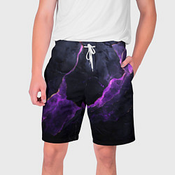 Шорты на шнурке мужские Фиолетово-черная объемная текстура, цвет: 3D-принт