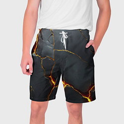 Шорты на шнурке мужские Серая текстура с золотым изломом, цвет: 3D-принт