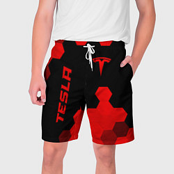 Шорты на шнурке мужские Tesla - red gradient вертикально, цвет: 3D-принт