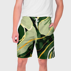 Шорты на шнурке мужские Зеленый природный паттерн, цвет: 3D-принт