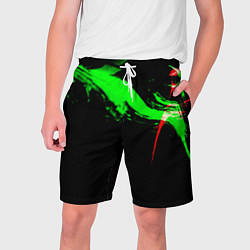 Шорты на шнурке мужские Color black green red, цвет: 3D-принт