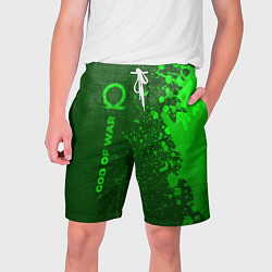 Шорты на шнурке мужские God of War - green gradient по-вертикали, цвет: 3D-принт