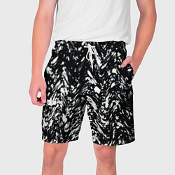 Шорты на шнурке мужские Искажённый пёстрый чёрно-белый, цвет: 3D-принт