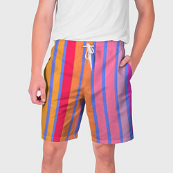 Шорты на шнурке мужские Теплые цветные полосы, цвет: 3D-принт