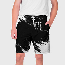 Шорты на шнурке мужские Monster energy краски штрихи белые, цвет: 3D-принт