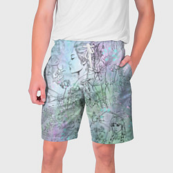 Шорты на шнурке мужские Скетч японские дорамы, цвет: 3D-принт