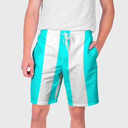 Шорты на шнурке мужские Color light blue white lines, цвет: 3D-принт