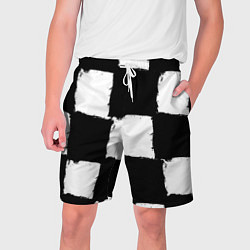 Шорты на шнурке мужские Черные квадраты в виде шахматной доски, цвет: 3D-принт