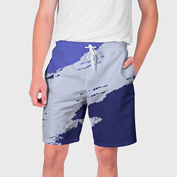 Шорты на шнурке мужские Сине-голубые неравномерные полосы, цвет: 3D-принт