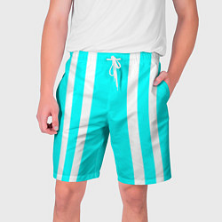 Шорты на шнурке мужские Color blue white stripes, цвет: 3D-принт