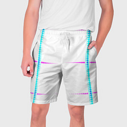Шорты на шнурке мужские Color white blue pink stripes, цвет: 3D-принт